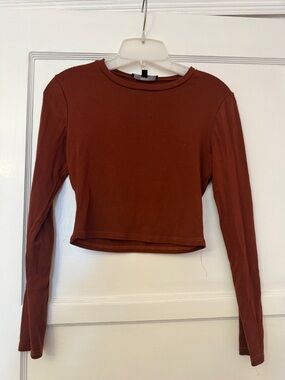 Lulu's Rust Long Sleeve Cropped Tee